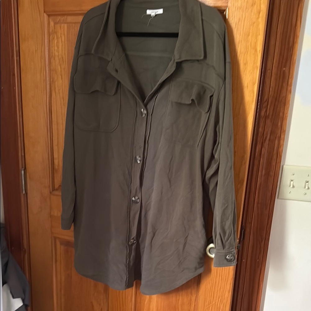 Maurices olive green Button-Up Shacket